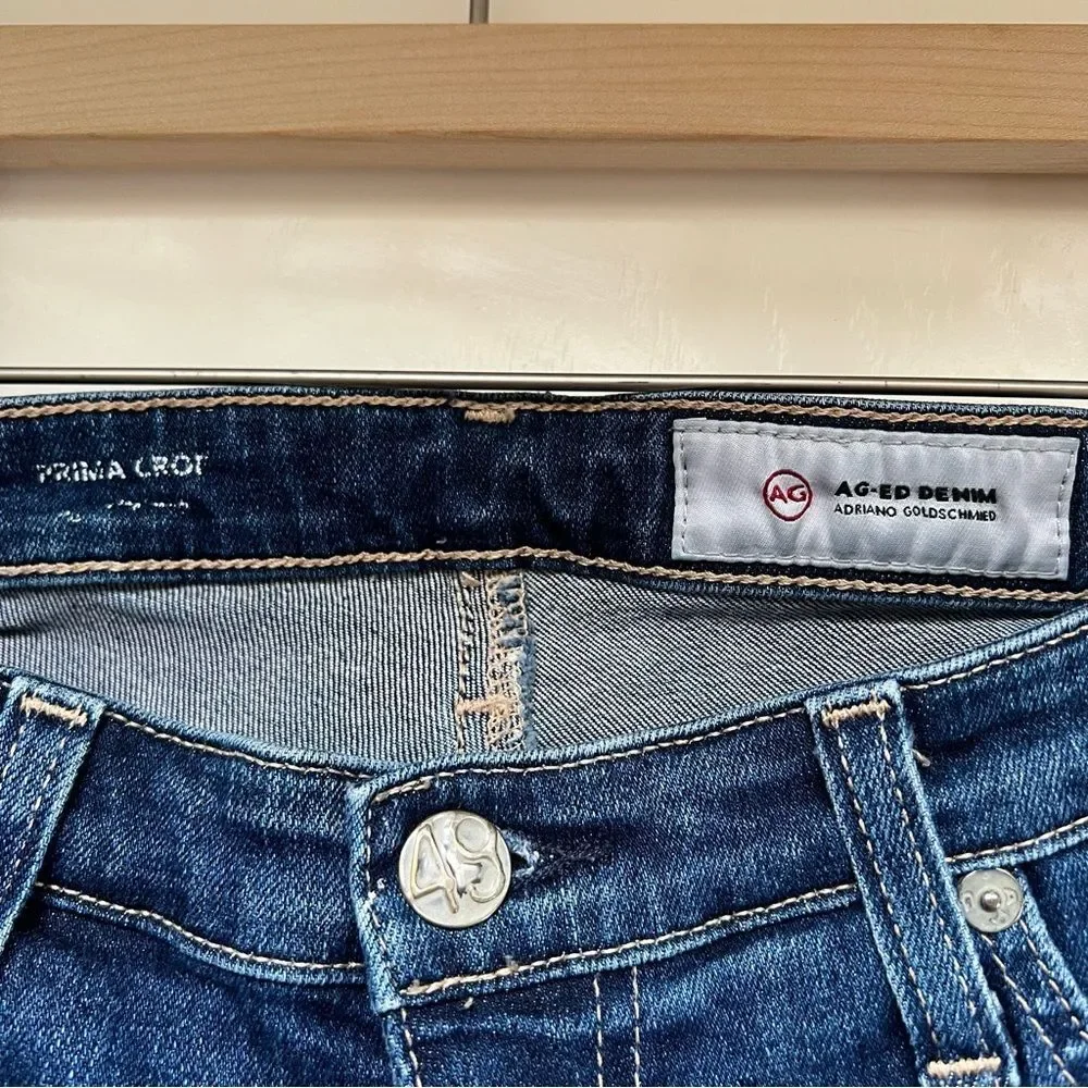 AG Jeans Prima Crop Blue Denim Mid-Rise Cigarette Ankle Size 30